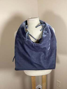 Tabitha Webb Blue Velvet Large Hobo Shoulder Bag